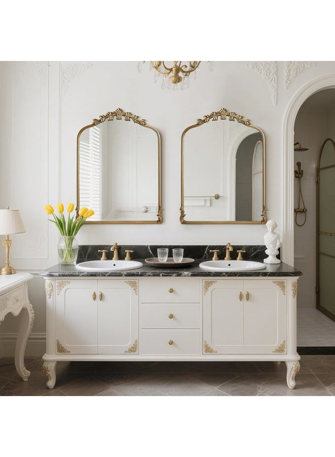 WallBeyond White Vintage Mirror for Vanity 24x32 Inch, Gold Antique Mirror with Ornate Frame, Arched Vintage for Bathroom, Living Room, Fireplace - Image 5