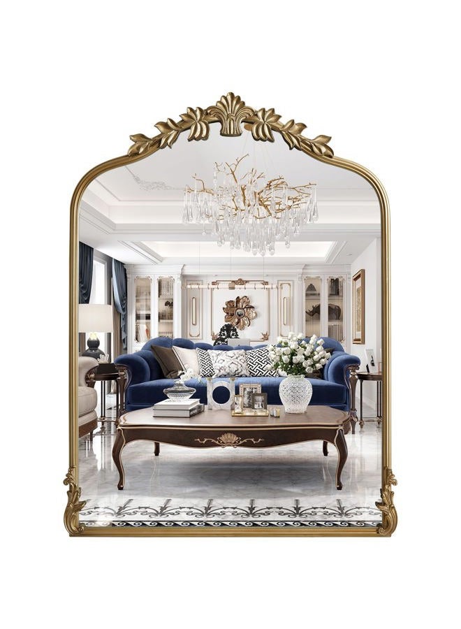 WallBeyond White Vintage Mirror for Vanity 24x32 Inch, Gold Antique Mirror with Ornate Frame, Arched Vintage for Bathroom, Living Room, Fireplace - Image 1