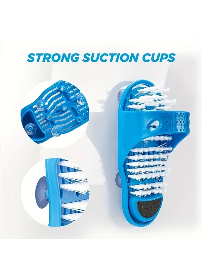 Blue Foot Scrub Slippers 2pcs Soft Exfoliating Bath Shoes With Suction Cups For Dead Skin Removal - Image 2