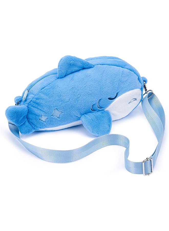 GEEKSHARE Cute Plush Switch Carrying Case Compatible With Nintendo Switch/Oled Portable Crossbody Bag Travel Bag With A Removable Shoulder Strap Shark Party  - Image 1