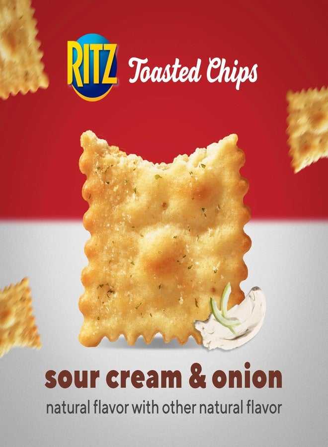 RITZ Toasted Chips Sour Cream and Onion Crackers, Lunch Snacks, 10-1.0 oz Snack Packs - Image 3