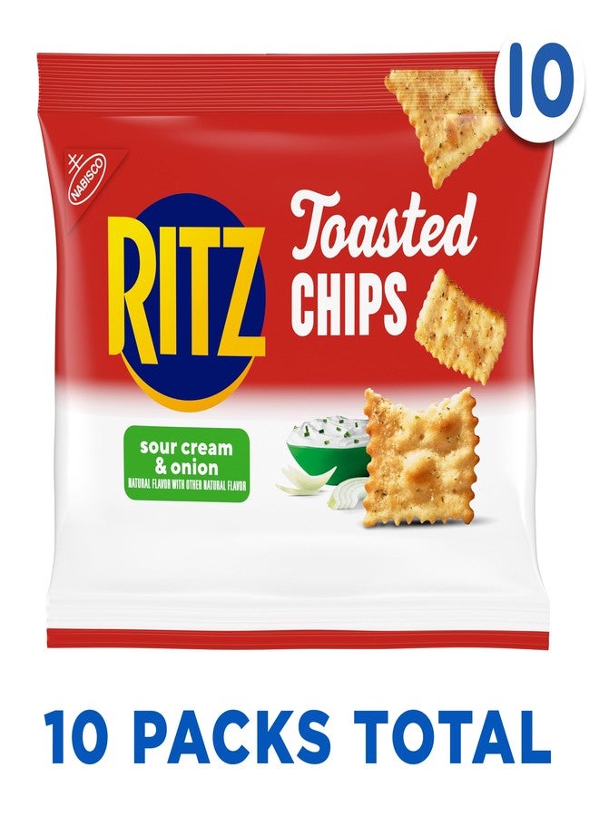 RITZ Toasted Chips Sour Cream and Onion Crackers, Lunch Snacks, 10-1.0 oz Snack Packs - Image 2
