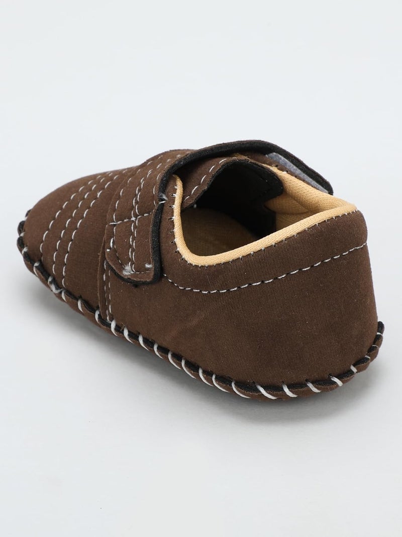 PureSole Baby Boy Soft Sole Moccasins | Brown Suede Velvet Crib Shoes with Star Accent | Non-Slip Infant First Walker Shoes | Newborns & Toddlers (6–12 Months) - Image 5