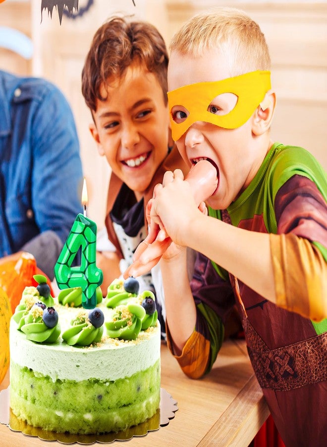 Conelist Number 4 Cartoon Turtle Theme Birthday Candle Green Turtle Candle Numeral Cake Topper for Kids Boys Girls Theme Birthday Decoration Supplies - Image 4