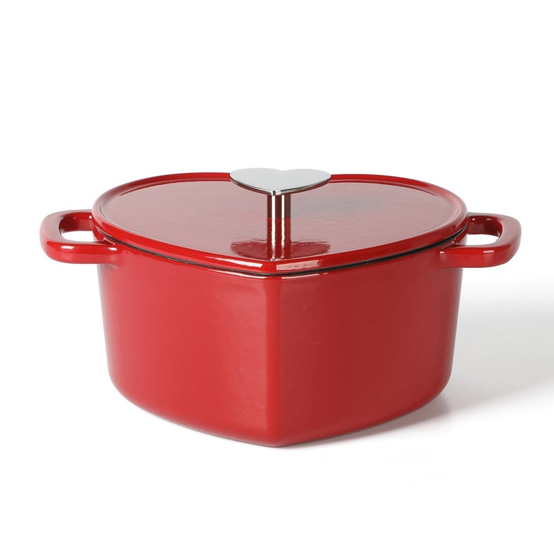 Martha stewart Martha Stewart Heart Shaped Enamel Cast Iron 2Quart Dutch Oven  Red 