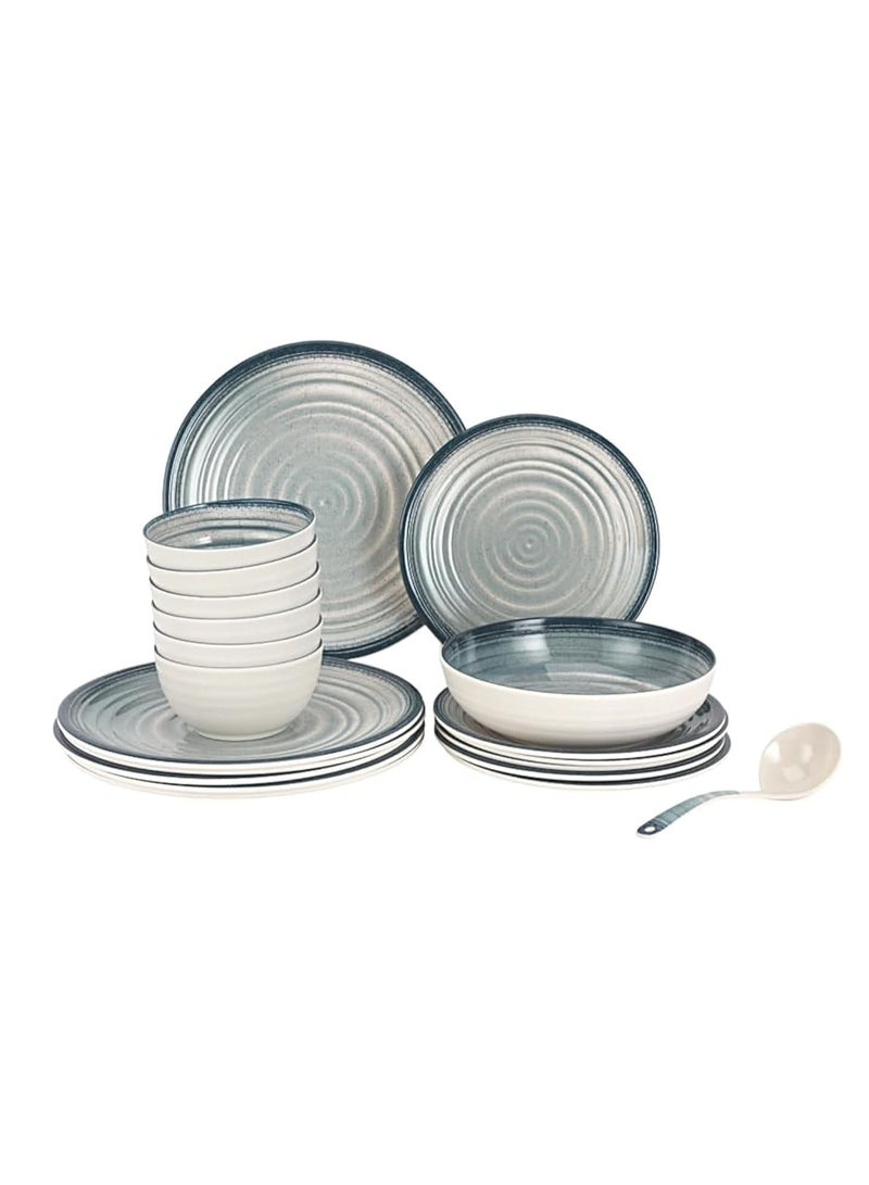AKDC Royalford 20pcs Melamineware Dinner Set RF12512 Includes Dinner and Side Plates, Serving and Rice Bowls and Ladle Dishwasher-Safe and Freezer-Friendly - Image 2