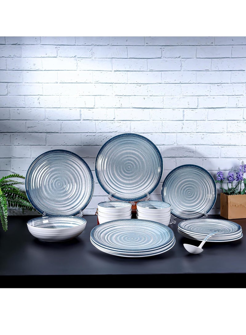 AKDC Royalford 20pcs Melamineware Dinner Set RF12512 Includes Dinner and Side Plates, Serving and Rice Bowls and Ladle Dishwasher-Safe and Freezer-Friendly - Image 1