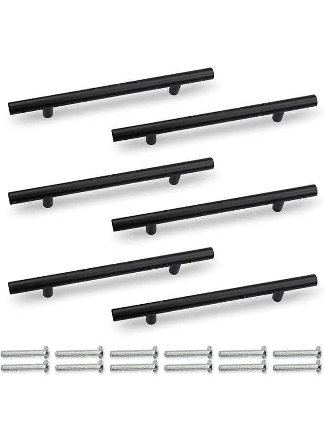 The Bros Cabinet Handles, 6 PCS Kitchen Cabinet Handles with Sturdy Aluminum Alloy Material, Matte Black Cabnet Pulls with Comfortable Grip, Black Cabinet Handles for Cabnet, Drawer, Cupboard - Image 1