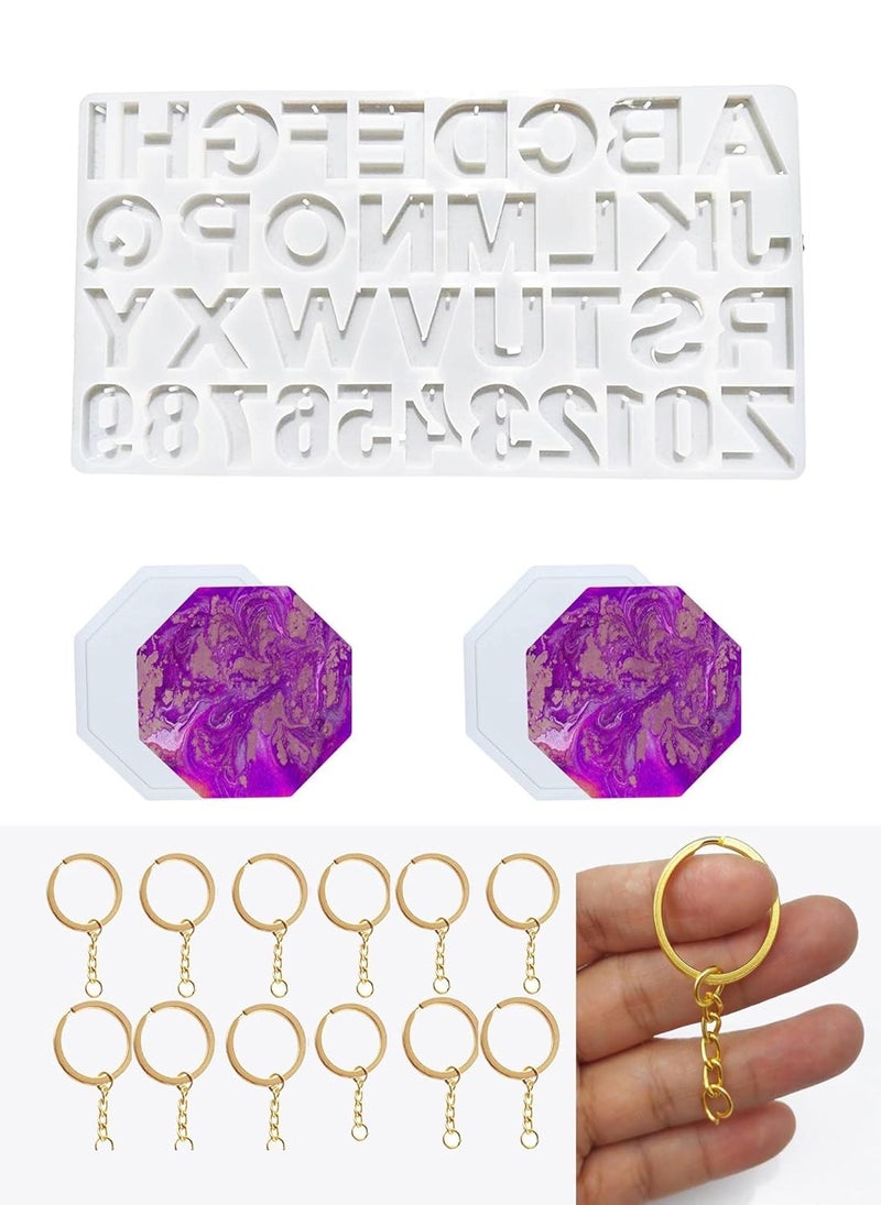 Snoogg SNOOGG- 3D Silicone New Mould Alphabet and Numric Numbers for Keychains Earrings DIY Craft Letters ABCD with Built in Hole Enabler with Keychain and 2 Coaster - Image 1