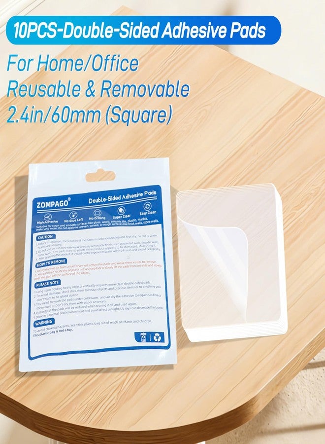 ZOMPAGO 10PCS Heavy Duty Double Sided Adhesive Mounting Square Tape- Waterproof,Strong Adhesion,Clear, High Strength,No Residue Removability for Hanging,Wall Mounting, Home Decor,Adhesive for Shower - Image 2