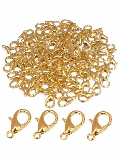 100 Pcs Keychain Hook Curved Lobster Clasps for DIY Craft Jewelry Making Necklace Bracelet Findings,Jewellery Making Craft Accessory,Necklace Clasp Alloy Lobster Claw Clasps,Gold