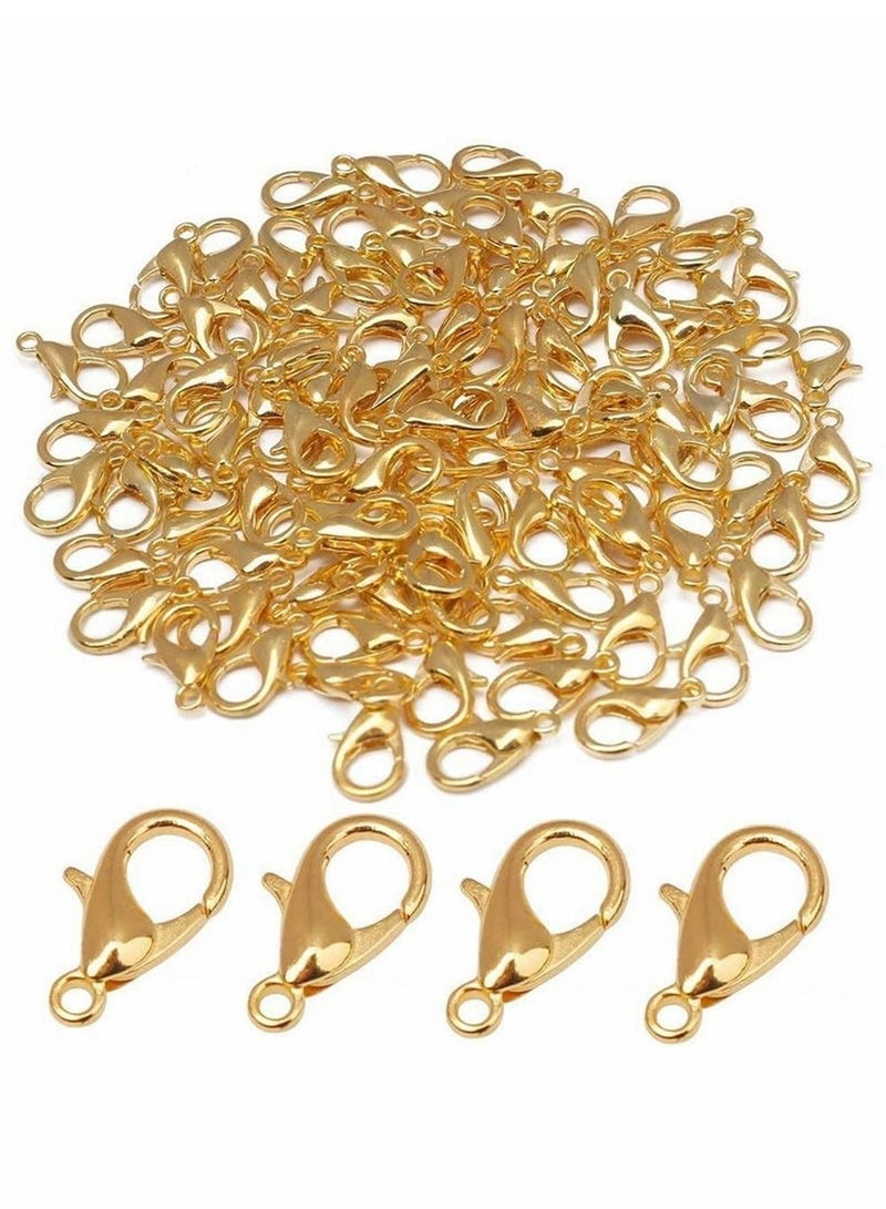 100 Pcs Keychain Hook Curved Lobster Clasps for DIY Craft Jewelry Making Necklace Bracelet Findings,Jewellery Making Craft Accessory,Necklace Clasp Alloy Lobster Claw Clasps,Gold  - Image 1