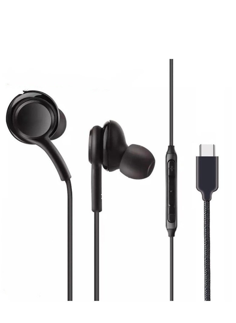 USB C Headphone for Samsung S23 FE S22 S21 S20 A53 A54 Wired Earbuds Magnetic in-Ear Type C Earphone with Microphone Volume Control Bass Stereo Noise Canceling for iPhone 15 Pro Max Pixel 6 6a 7a 8