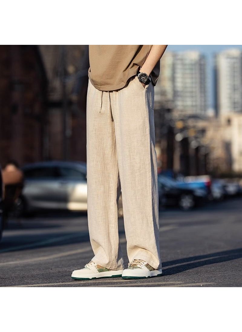 Generic - Summer Linen Casual Mens Pants Retro Loose Creamy-white - Image 1