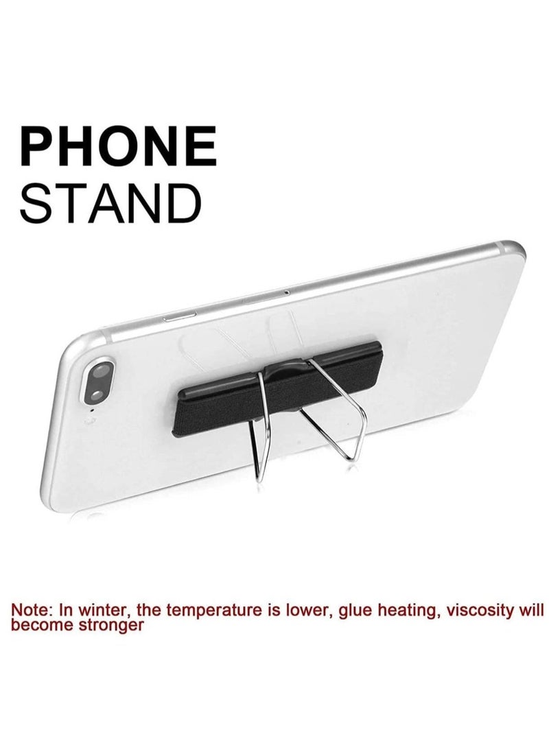 ELTRAZONE 4 Pieces Finger Strap Phone Holder Elastic Finger Holder Cell Phone Grip Holder Finger Strap with Stand for Smartphones, Small Tablets (Black, Silver) - Image 3