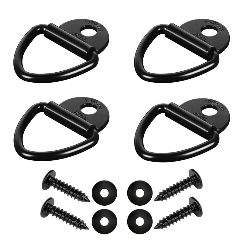 JCHL Cargo Tie-Down Anchors, 4PCS 2" Black Steel V-Ring Bolt On Trailer Cargo Rope Bolt on Surface Mounting Clip Truck Load Anchor Point Lashing Ring for Trailers Trucks Warehouses - Image 1