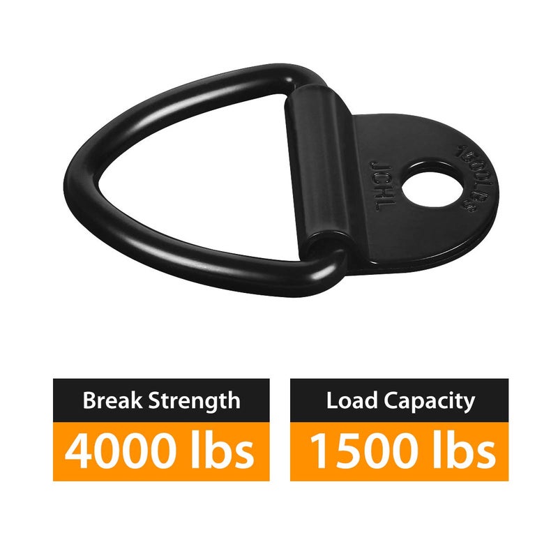 JCHL Cargo Tie-Down Anchors, 4PCS 2" Black Steel V-Ring Bolt On Trailer Cargo Rope Bolt on Surface Mounting Clip Truck Load Anchor Point Lashing Ring for Trailers Trucks Warehouses - Image 2
