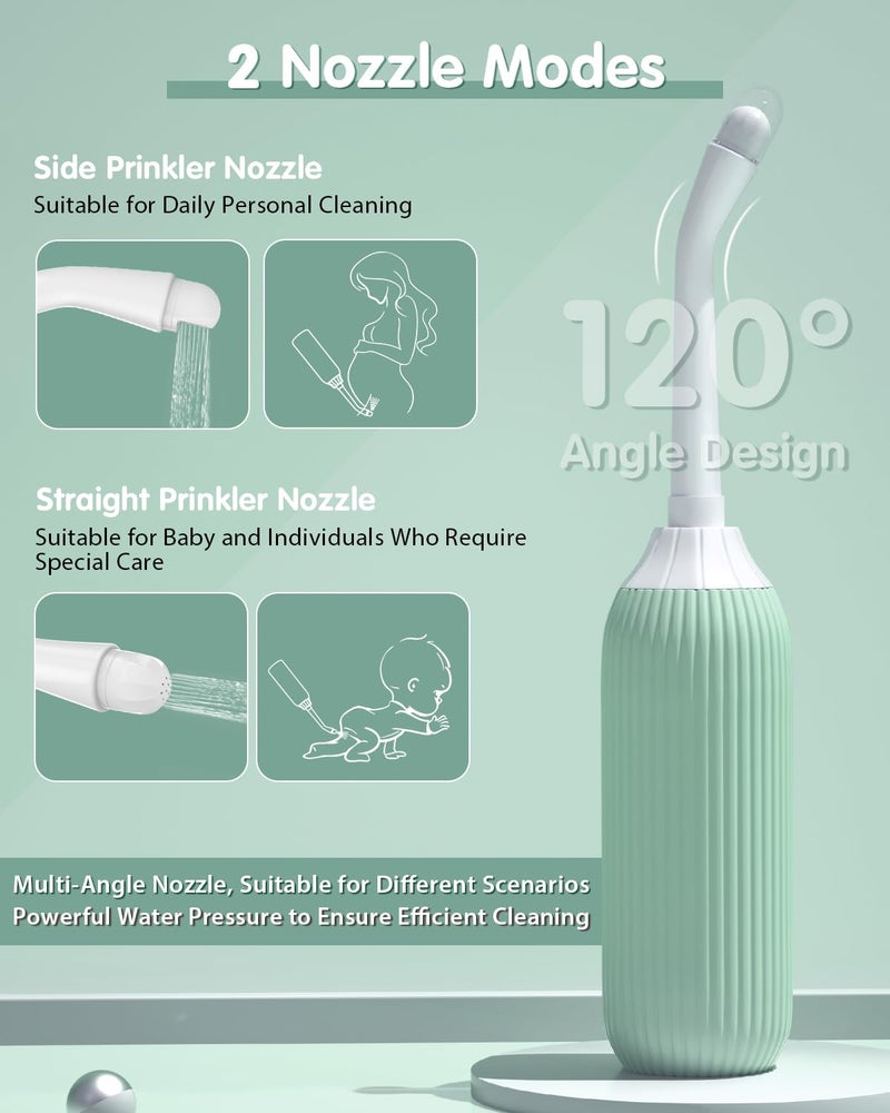 ELECTOMANIA ® 500ML Plastic Retractable Handheld Bidet Portable of Antislip, Bidet Angled Nozzle Spray with Travel Bag (Light green) - Image 2