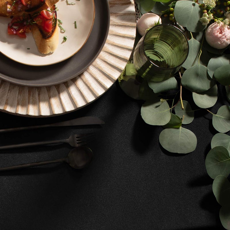 Gee Di Moda Rectangle Tablecloth - 90 x 132 Inch Black Table Cloth for 6 Foot Tables with Floor-Length Drop - Heavy Duty Washable Fabric for Holiday Party, Dinner, Weddings & Baby Shower - Image 2