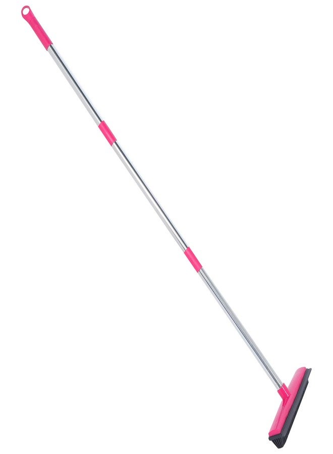 EBTOOLS Carpet Hair Removal Broom with 48'' Telescoping Adjustable Handle, Rubber Broom Carpet Rake for Pet Hair Dust Removal Daily Household Cleaning(Pink) - Image 1