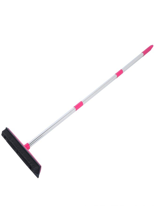 EBTOOLS Carpet Hair Removal Broom with 48'' Telescoping Adjustable Handle, Rubber Broom Carpet Rake for Pet Hair Dust Removal Daily Household Cleaning(Pink) - Image 2