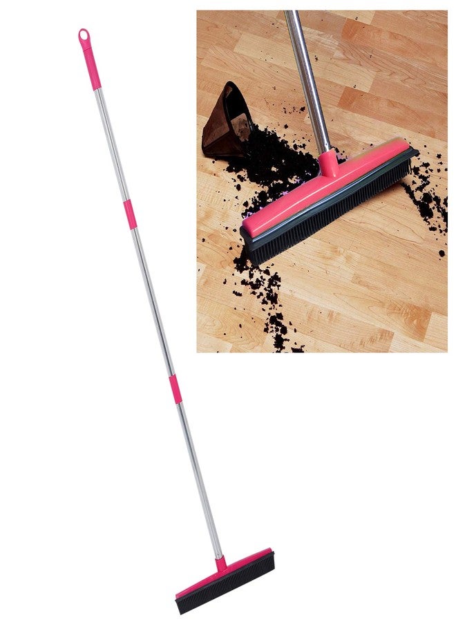 EBTOOLS Carpet Hair Removal Broom with 48'' Telescoping Adjustable Handle, Rubber Broom Carpet Rake for Pet Hair Dust Removal Daily Household Cleaning(Pink) - Image 4