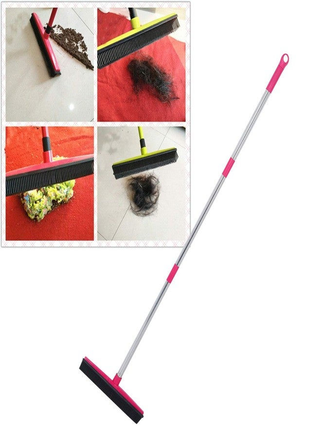 EBTOOLS Carpet Hair Removal Broom with 48'' Telescoping Adjustable Handle, Rubber Broom Carpet Rake for Pet Hair Dust Removal Daily Household Cleaning(Pink) - Image 3