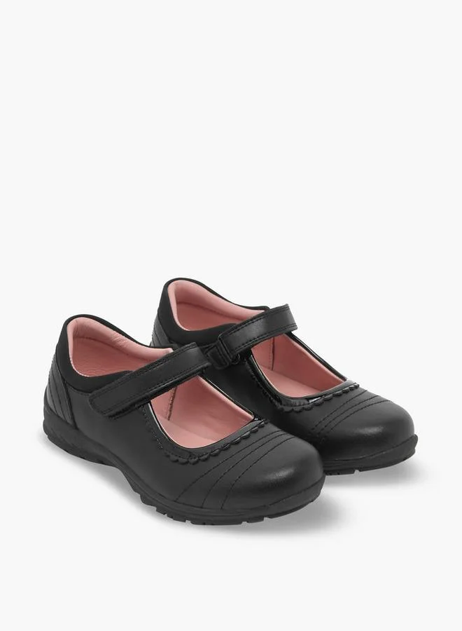 جونيورز Girls Hook & Loop Mary Jane School Shoes
