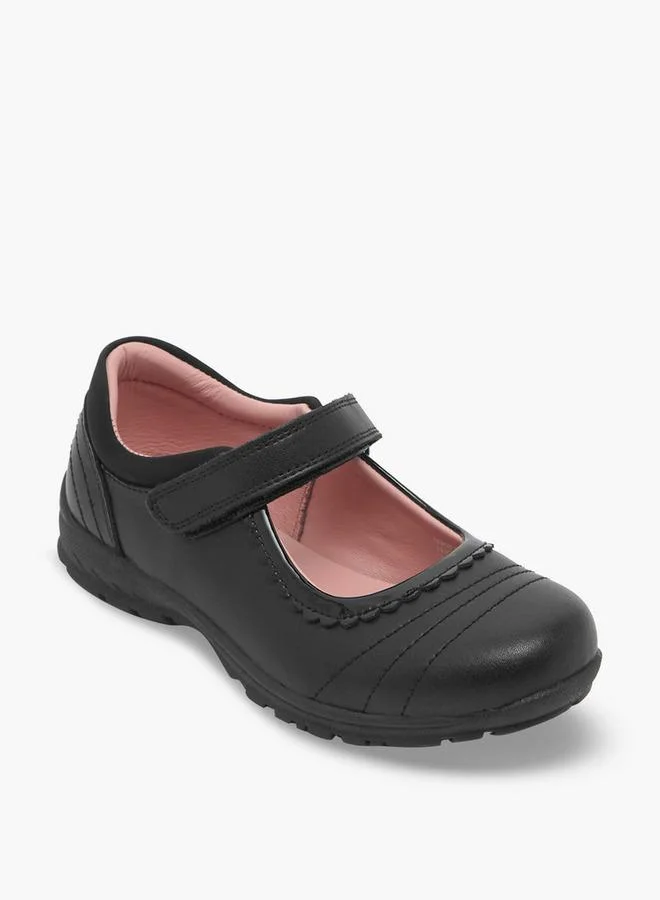 جونيورز Girls Hook & Loop Mary Jane School Shoes