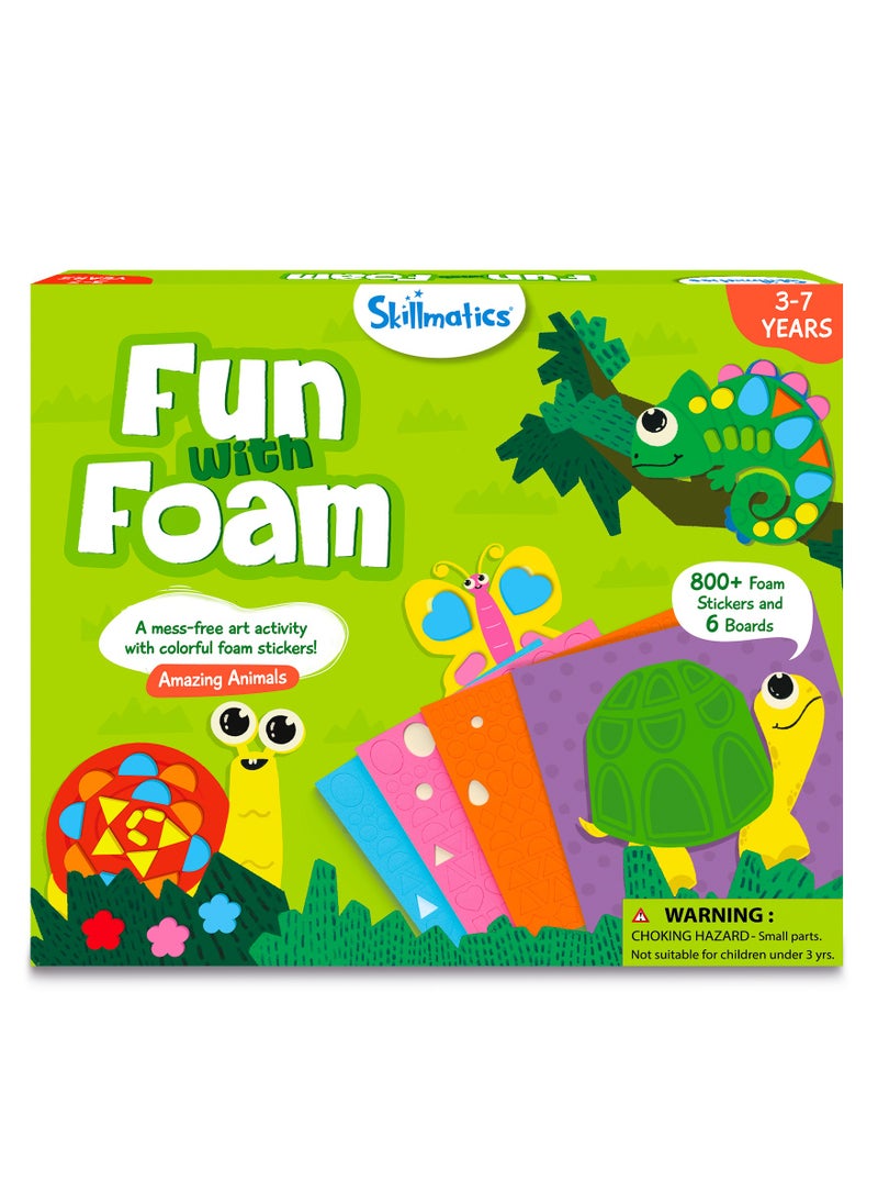 Skillmatics Fun with Foam Animals, No Mess Felt Sticker Art for Kids, 3D Foam Stickers, DIY Craft Kits, Gifts for Boys & Girls Ages 3, 4, 5, 6, 7  - Image 1