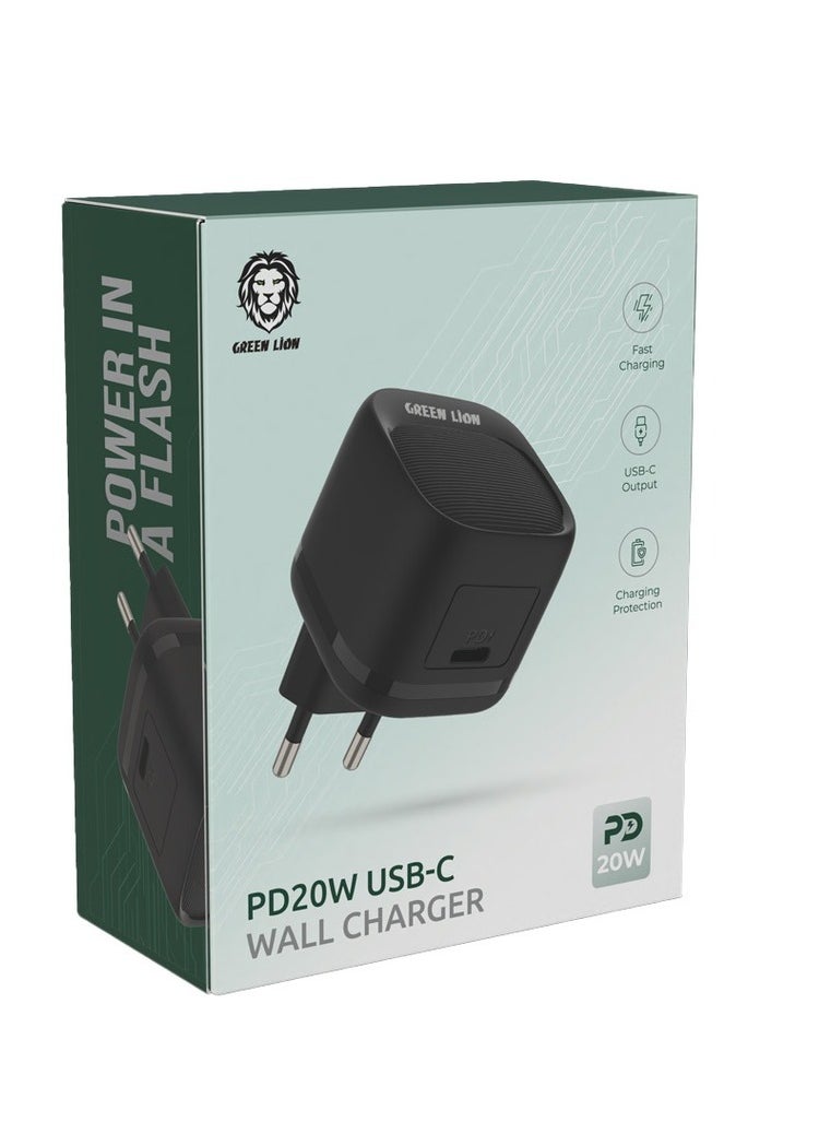 GREEN LION - Green Lion PD 20W USB-C EU Wall Charger - Black - Image 1