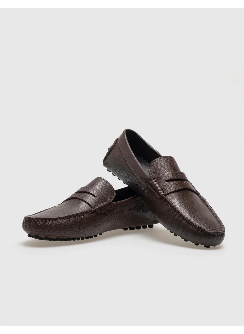 Cabani Genuine Leather Brown Belt Men's Loafer