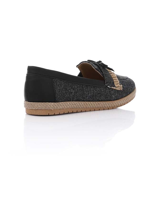 ICE CLUB Heather Black Textile Comfy Flat Shoes