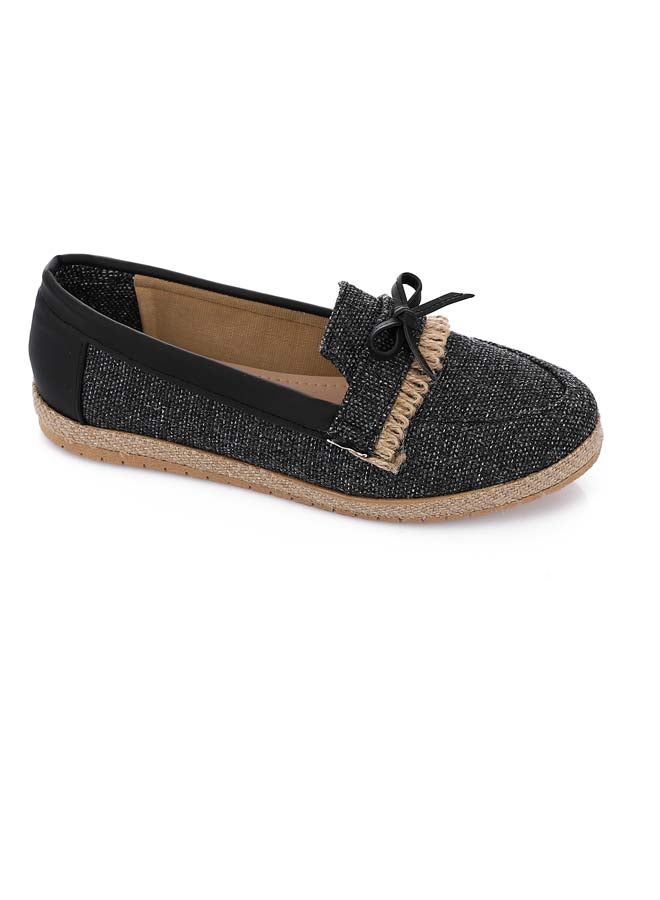 ICE CLUB Heather Black Textile Comfy Flat Shoes