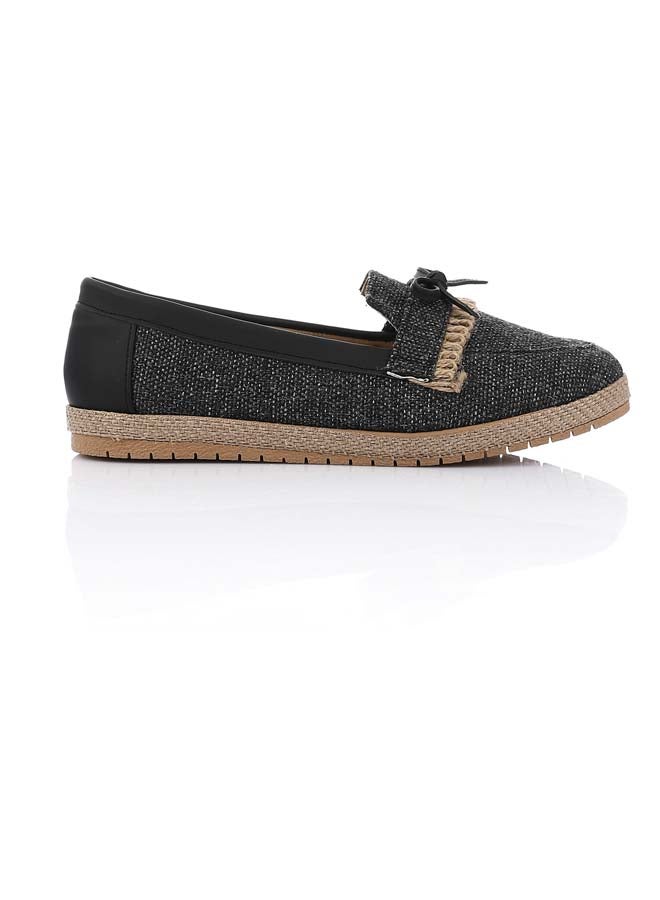 ICE CLUB Heather Black Textile Comfy Flat Shoes