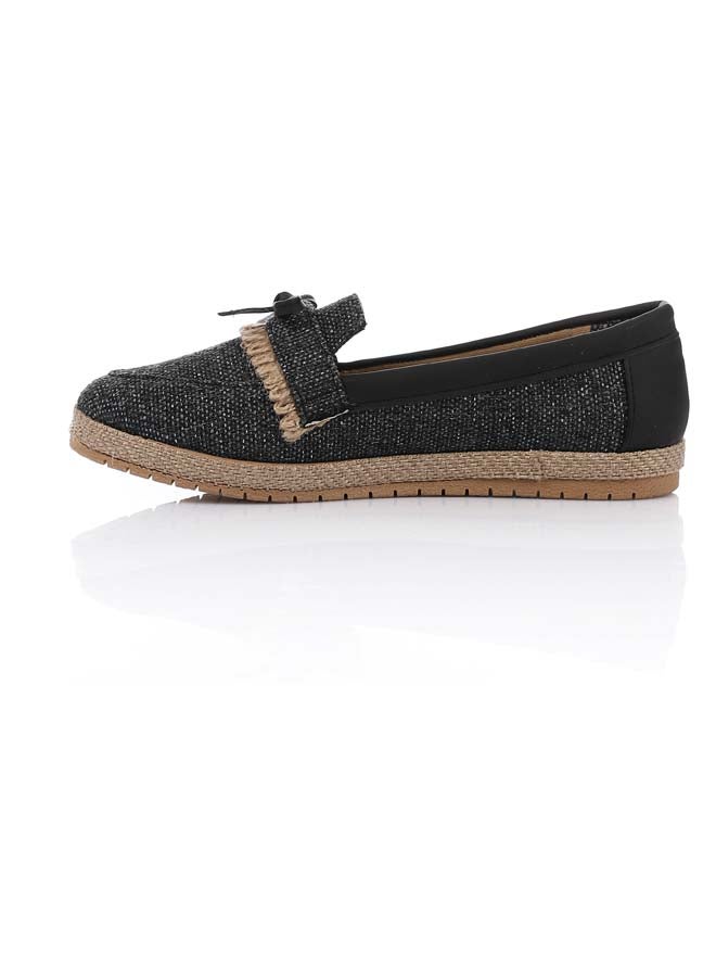 ICE CLUB Heather Black Textile Comfy Flat Shoes