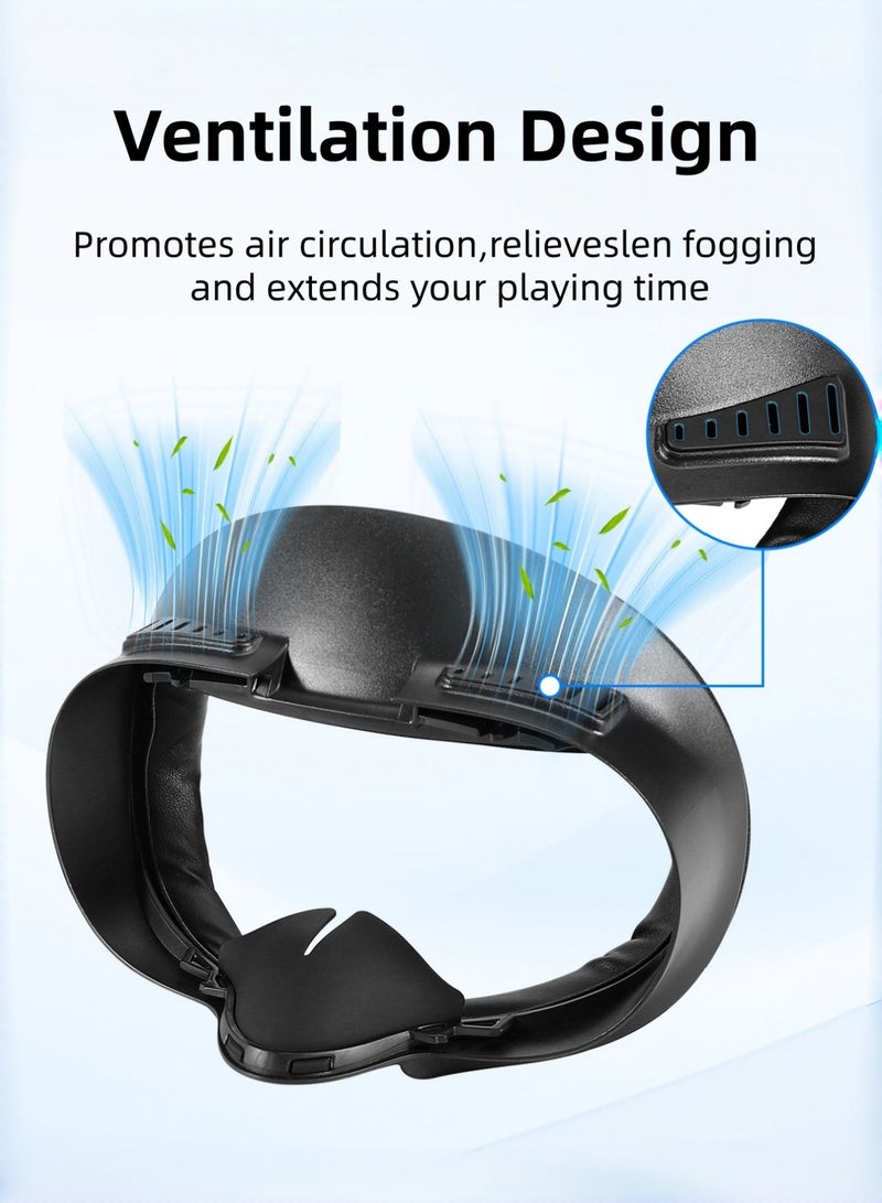 كول رابي غطاء وسادة الوجه وواجهة الوجه لملحقات الواقع الافتراضي Meta/Oculus Quest 3s، وسادة بديلة لواجهة الوجه مصنوعة من إسفنج جلدي ناعم وقطن حريري بارد، تصميم مقاوم للعرق يسمح بتهوية جيدة، لا يناسب Quest 3 - Image 4