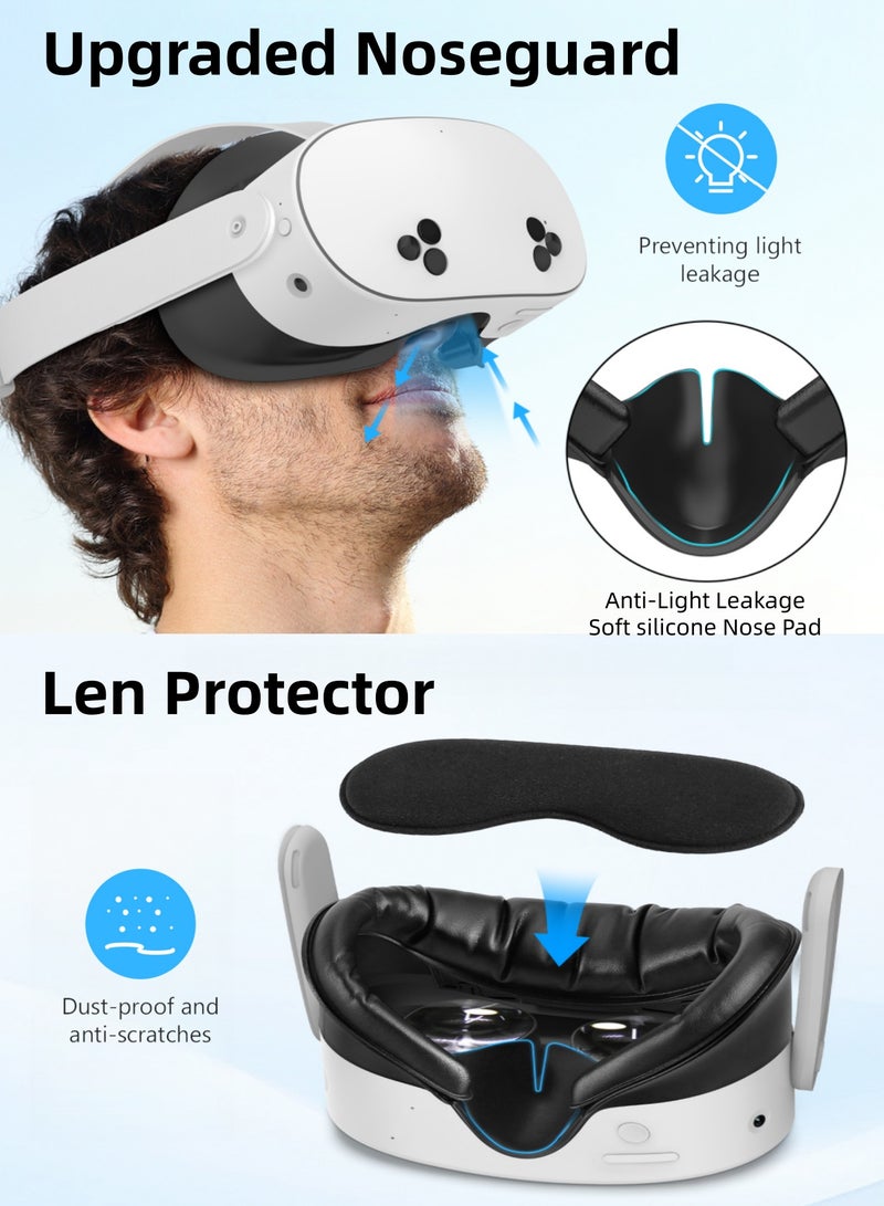 كول رابي غطاء وسادة الوجه وواجهة الوجه لملحقات الواقع الافتراضي Meta/Oculus Quest 3s، وسادة بديلة لواجهة الوجه مصنوعة من إسفنج جلدي ناعم وقطن حريري بارد، تصميم مقاوم للعرق يسمح بتهوية جيدة، لا يناسب Quest 3 - Image 3