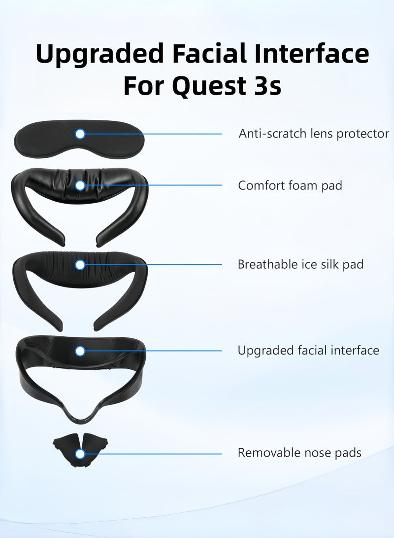 كول رابي غطاء وسادة الوجه وواجهة الوجه لملحقات الواقع الافتراضي Meta/Oculus Quest 3s، وسادة بديلة لواجهة الوجه مصنوعة من إسفنج جلدي ناعم وقطن حريري بارد، تصميم مقاوم للعرق يسمح بتهوية جيدة، لا يناسب Quest 3 - Image 2