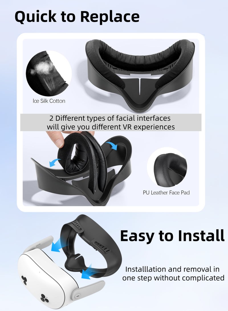 كول رابي غطاء وسادة الوجه وواجهة الوجه لملحقات الواقع الافتراضي Meta/Oculus Quest 3s، وسادة بديلة لواجهة الوجه مصنوعة من إسفنج جلدي ناعم وقطن حريري بارد، تصميم مقاوم للعرق يسمح بتهوية جيدة، لا يناسب Quest 3 - Image 5