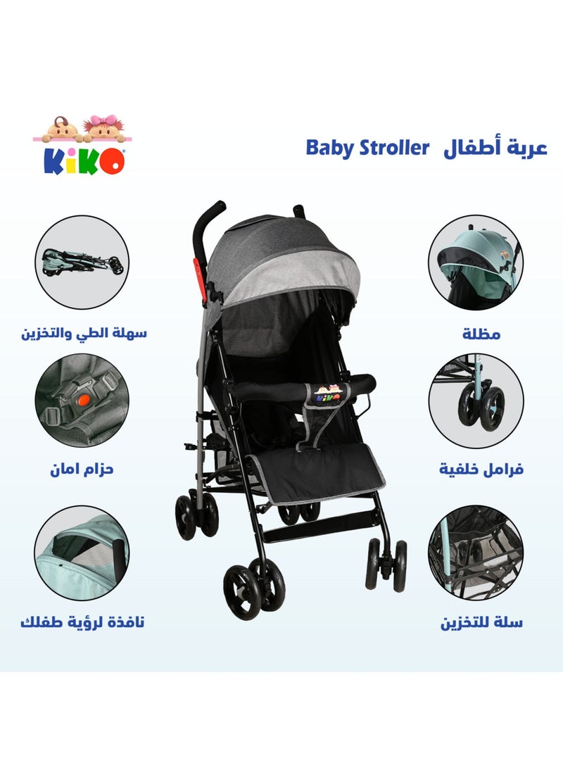 Kiko Comfortable Stroller 8 Wheels, 0 Months +, Grey - Image 2