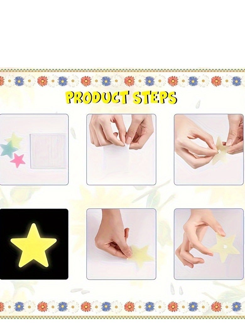 100 Glow in the Dark Stars, Fluorescent Wall and Ceiling Star Stickers to Make Your Bedroom Twinkle Like the Night Sky, Bedroom Decor, Home Decor - Image 5