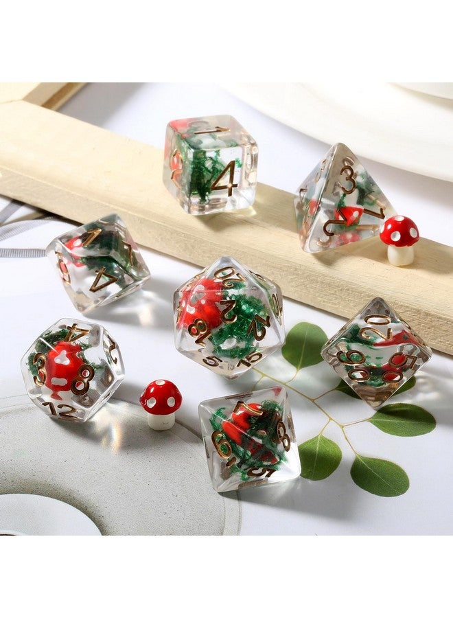 DNDND Mushroom Dice Set D&D, DNDND 7PCS Resin D&D Dice Set with Gift Velvet Bag for Dungeons and Dragons Role Playing Games and Tabletop Games（Red Mushroom - Image 3