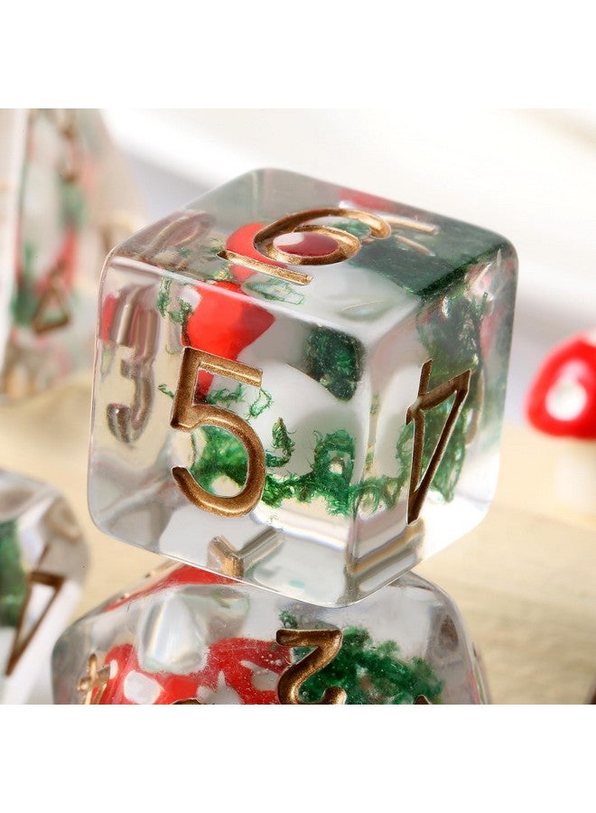 DNDND Mushroom Dice Set D&D, DNDND 7PCS Resin D&D Dice Set with Gift Velvet Bag for Dungeons and Dragons Role Playing Games and Tabletop Games（Red Mushroom - Image 4