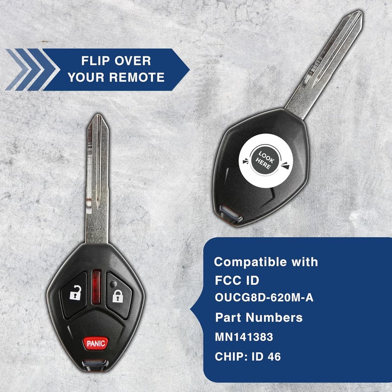 KeylessOption Keyless Entry Remote Uncut Car Ignition Chip Key Fob Replacement for OUCG8D-620M-A - Image 3
