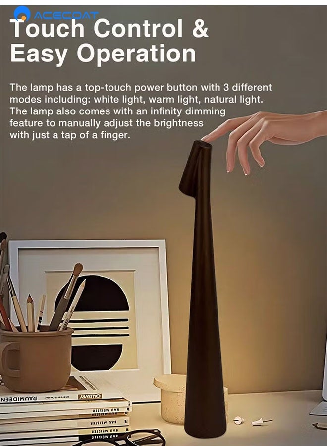 ACECOAT Touch Control Led Table Lamp – Rechargeable & Cordless With 3-Color Dimmable Light, Matte Plastic Shade, Usb Charging – Modern Portable Downlight For Bedroom, Dining Table, Office, And Reading – Elegant Gift For Home Decor - Image 2