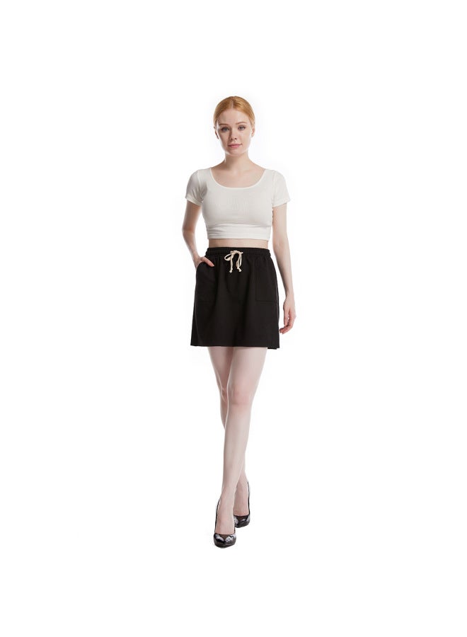 Women Drawstring Casual Short Skirt, H5014