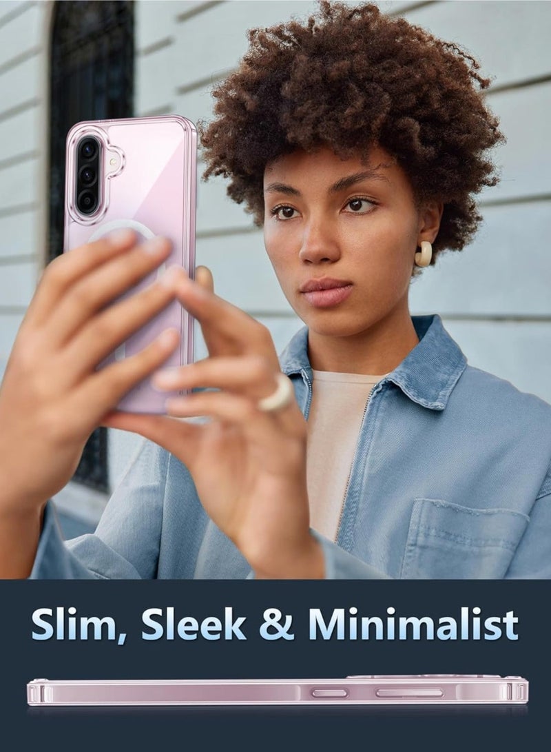 ELTRAZONE 2-in-1 Samsung Galaxy A56 5G Case with MagSafe Compatibility – Shockproof Transparent Cover with Anti-Yellowing Clear Back and Built-in Magnetic Ring – Includes Tempered Glass Screen Protector – Slim Fit for Samsung A56 2025  - Image 5