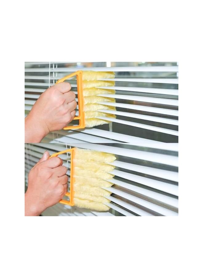 promass Blind Cleaner Duster Tool, 7 Finger Dusting Cleaner Tool for Window Venetian, Washable Mini Cleaner Brush, Hand Held Cleaner Tool for Air Conditioner Wood Blinds Dust Dirt (Orange-yellow) - Image 2