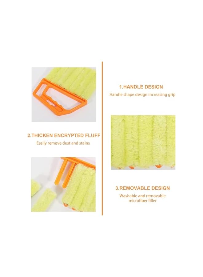 promass Blind Cleaner Duster Tool, 7 Finger Dusting Cleaner Tool for Window Venetian, Washable Mini Cleaner Brush, Hand Held Cleaner Tool for Air Conditioner Wood Blinds Dust Dirt (Orange-yellow) - Image 5